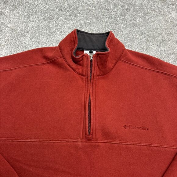 Columbia 1/4 Zip Pullover Sweatshirt Mens Large Rust Brown Cotton Outdoor Hike - Picture 3 of 15